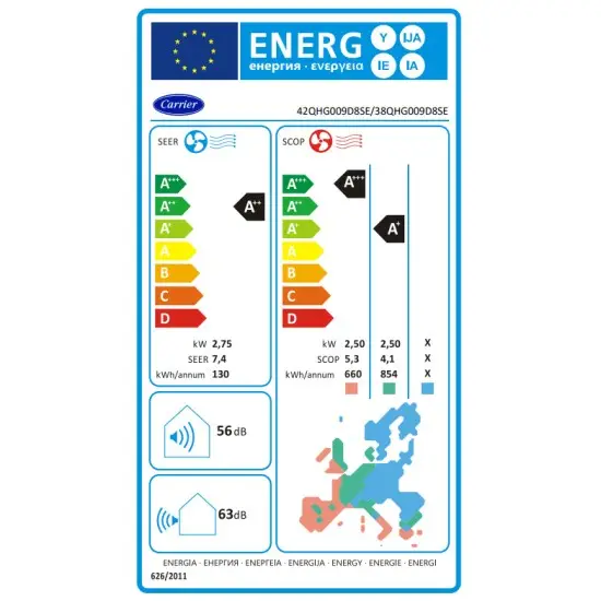 Carrier Extreme 2 42QHG009D8SE / 38QHG009D8SE Κλιματιστικό Inverter 9000 BTU A++/A+ με WiFi Carrier Extreme 2 42QHG009D8SE / 38QHG009D8SE Κλιματιστικό Inverter 9000 BTU A++/A+ με WiFi